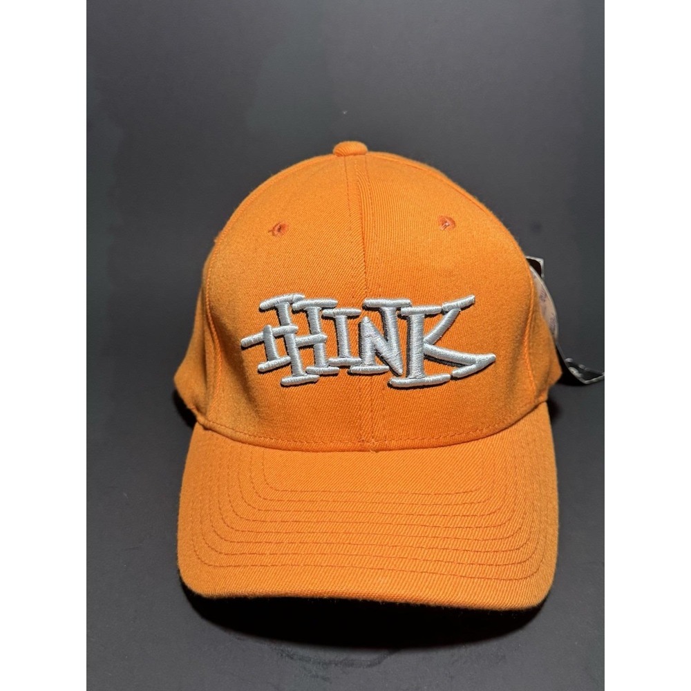 Y2K THINK‎ Skateboard Orange Flex Fit Hat Size S-M